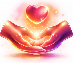 Mains offrant un cœur lumineux